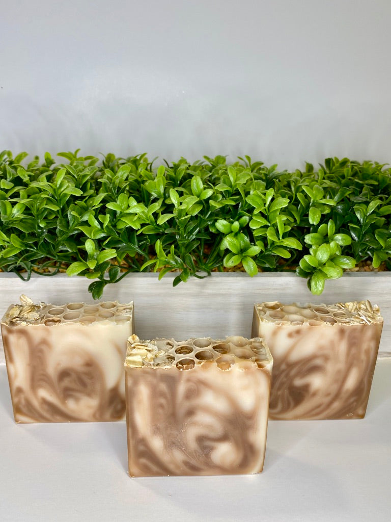 oatmeal, milk, honey, almond, soap